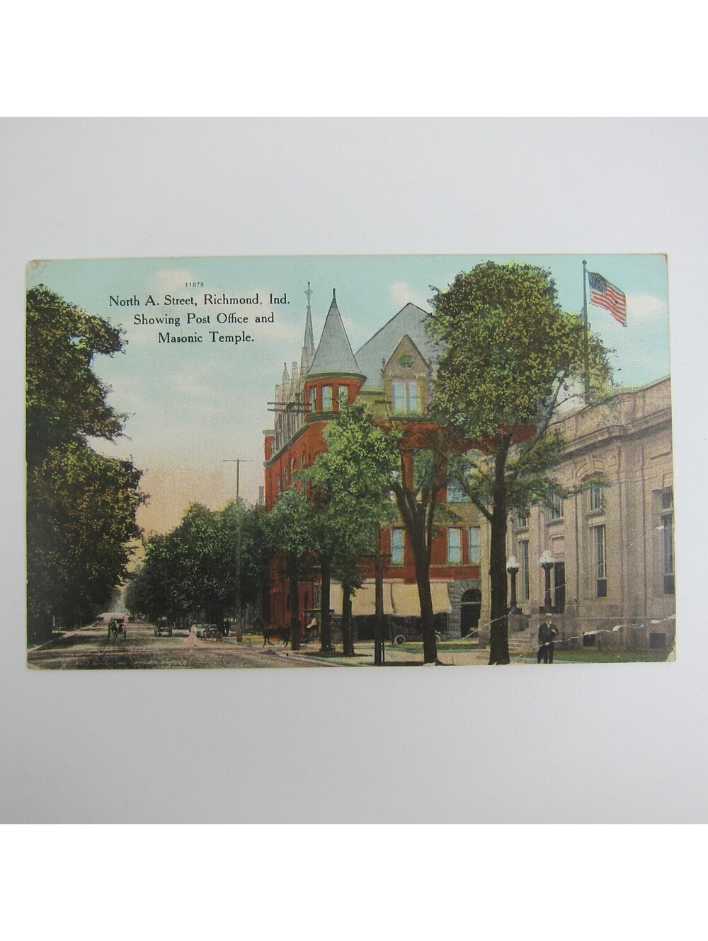 Richmond Indiana Postcard North A Street Post Office Masonic Temple Antique 1911